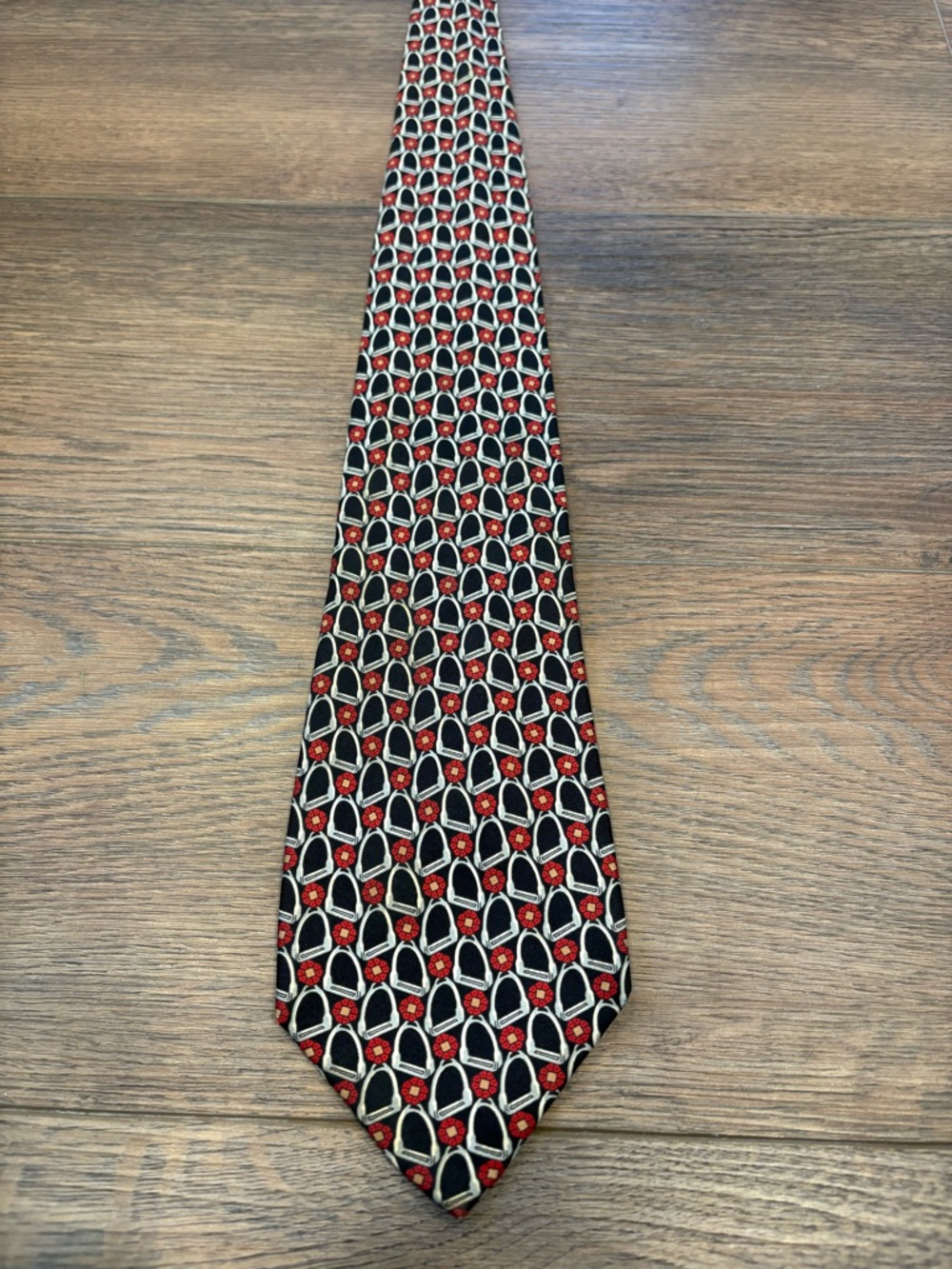 Amherst & Brock Men's Tie equestrian horse theme stirrup irons Kentucky Derby